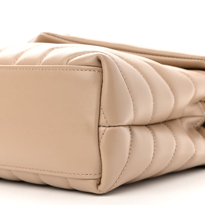 Saint Laurent Calfskin Y Quilted Monogram Small Loulou Chain Satchel Dark Beige 10 of 11