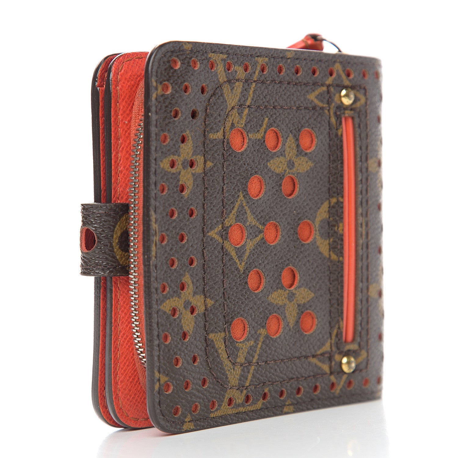 Louis Vuitton Monogram Perforated Compact Zipped Wallet Orange 2 of 8