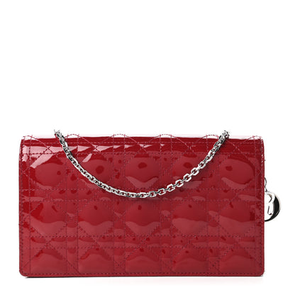 Christian Dior Patent Cannage Lady Dior Clutch Red 1 of 11