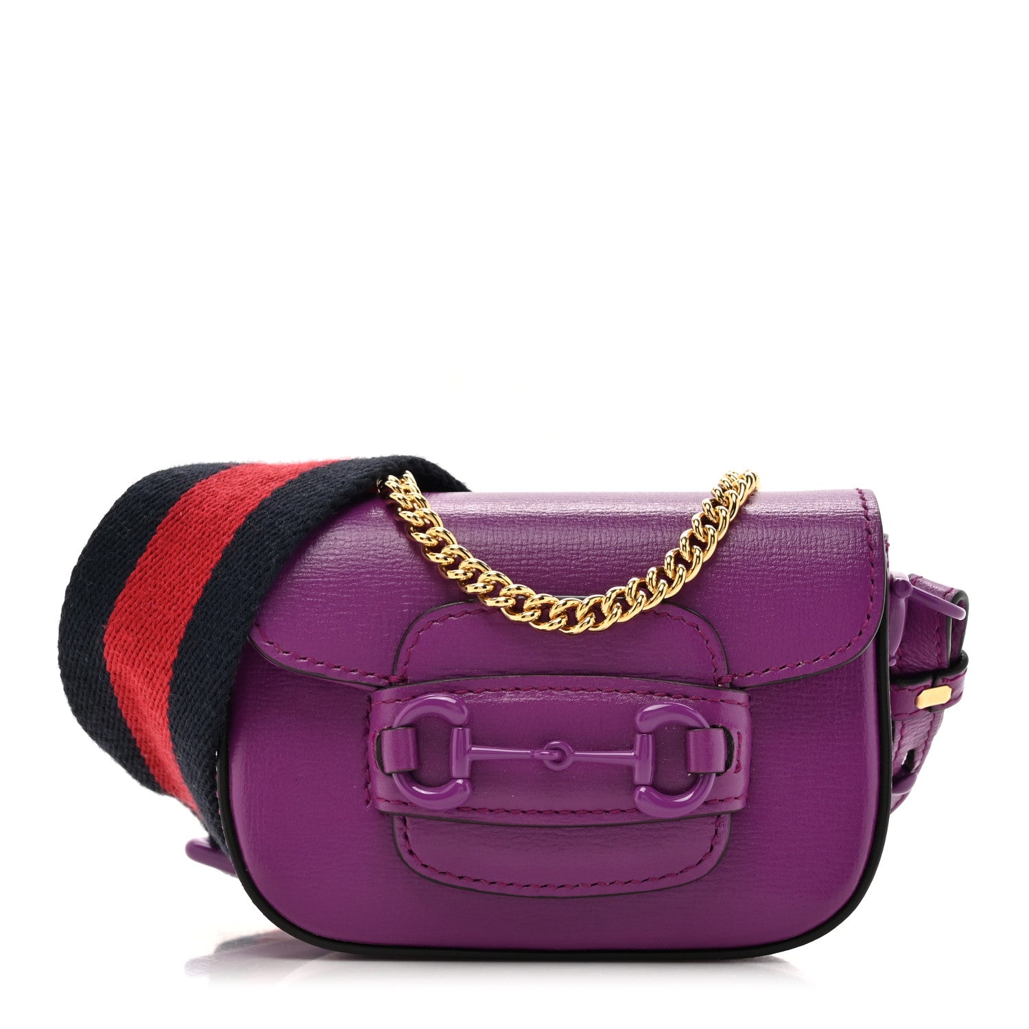 Gucci Azalea Calfskin Web Monochrome Horsebit 1955 Wallet On Strap Purple 1 of 14