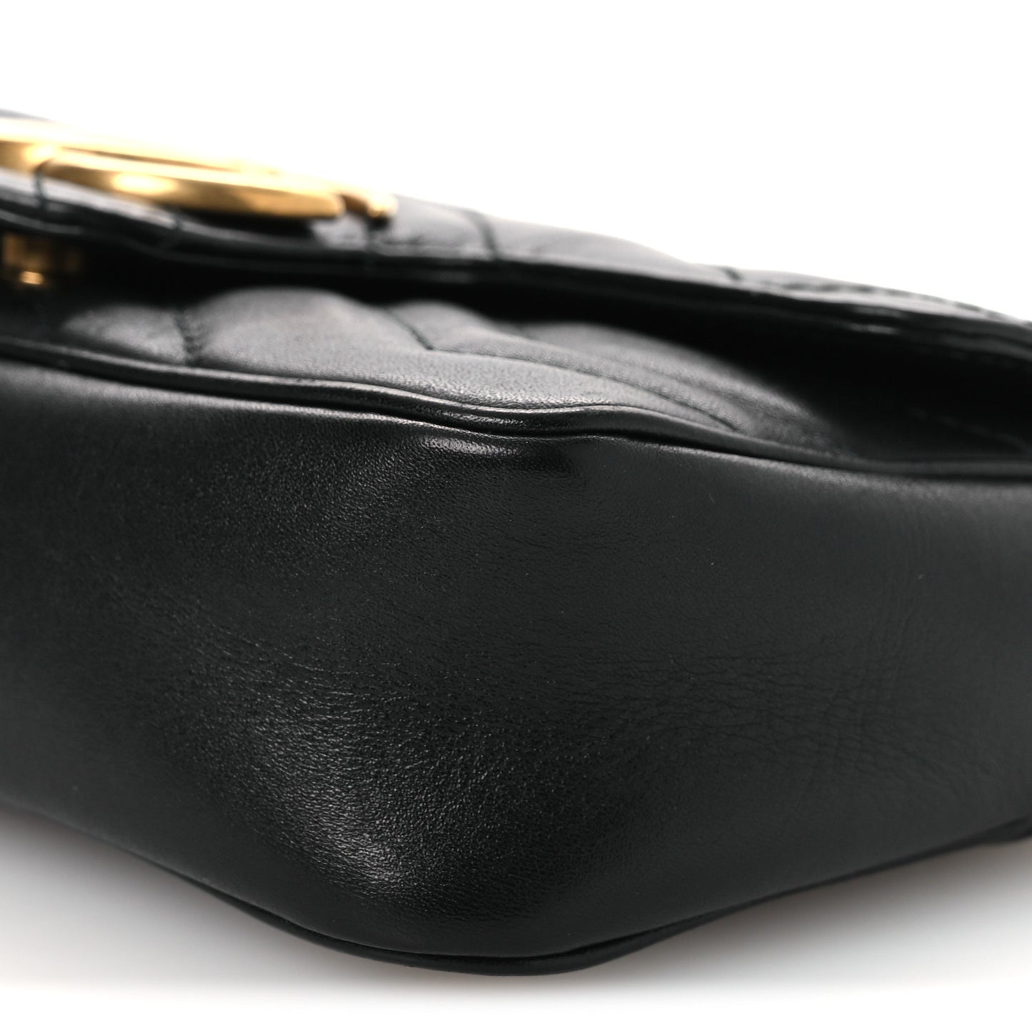 Calfskin Matelasse Super Mini GG Marmont Shoulder Bag Black