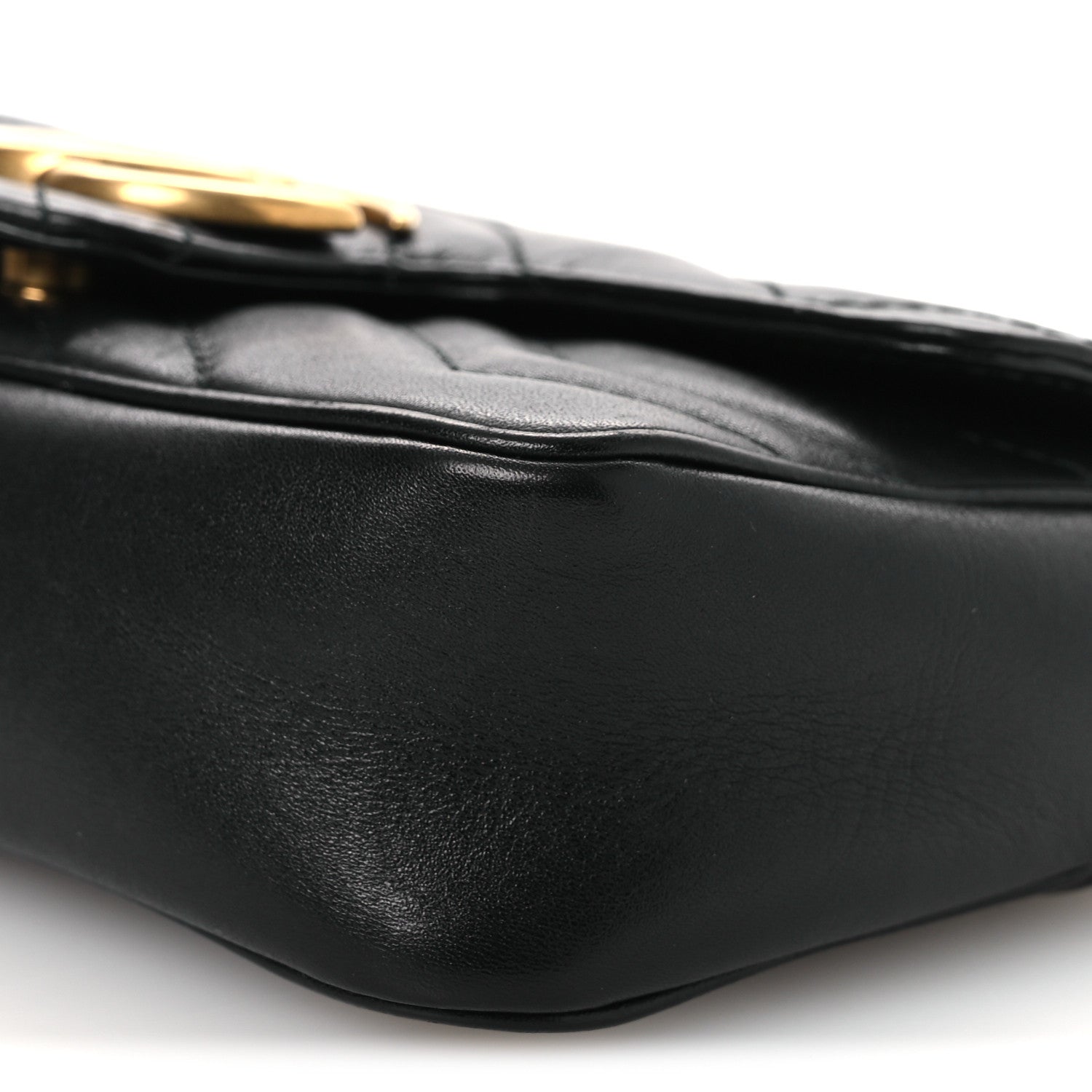 Gucci Calfskin Matelasse Super Mini GG Marmont Shoulder Bag Black 9 of 11