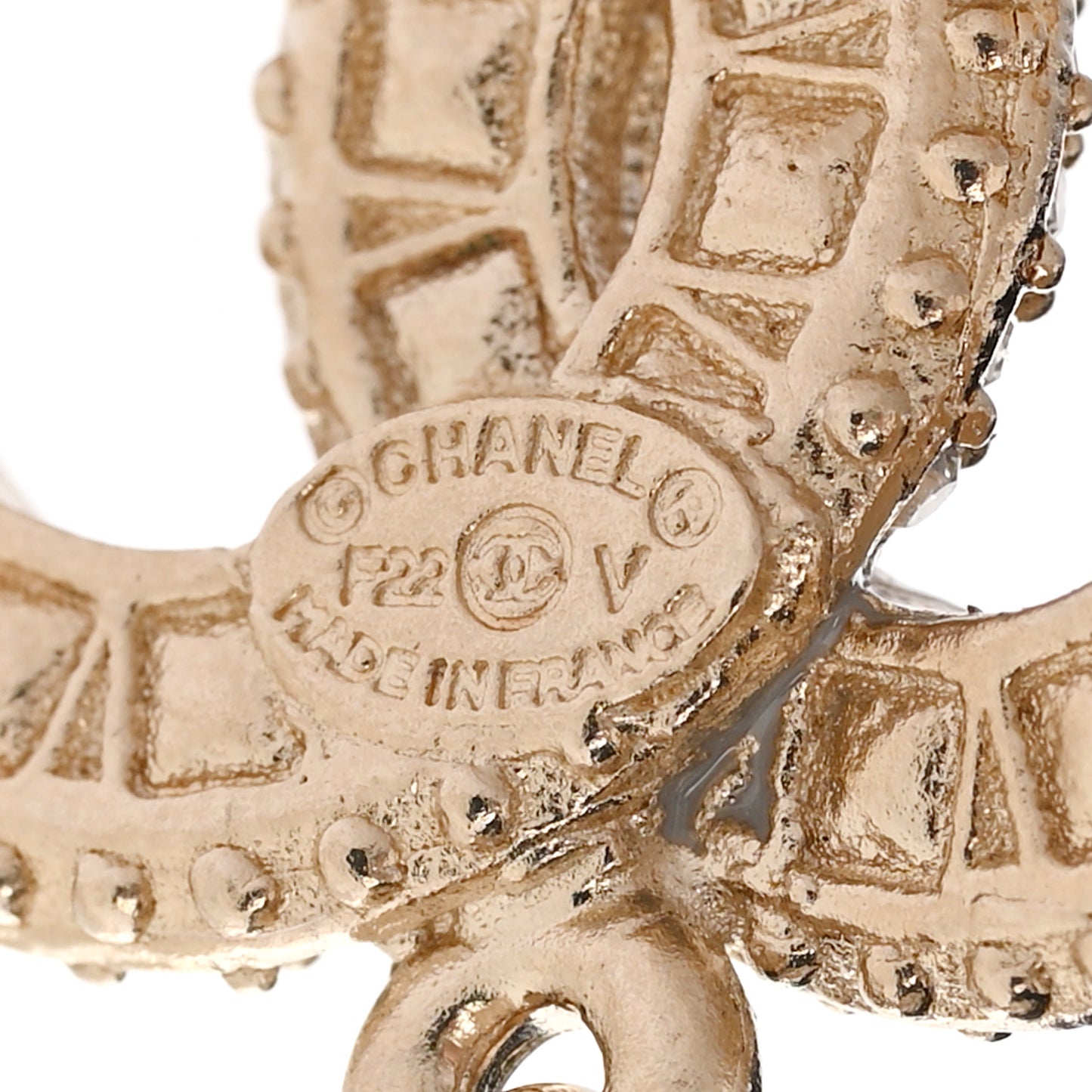 Crystal Pearl CC Drop Earrings Gold