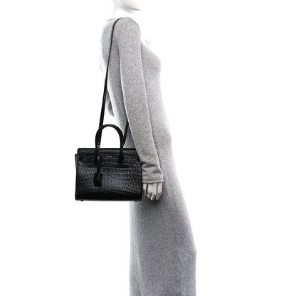 Saint Laurent Calfskin Crocodile Embossed Baby Sac De Jour Black 2 of 10