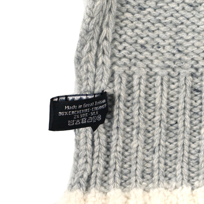 Chanel Cashmere Silk CC Stole Light Grey White 5 of 5