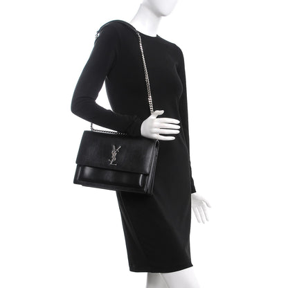Saint Laurent Calfskin Large Monogram Sunset Black 2 of 8