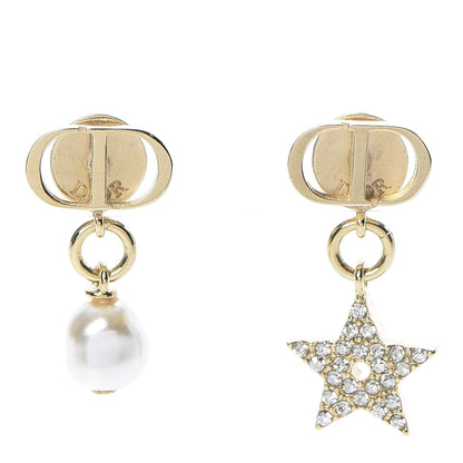 Christian Dior Crystal Pearl Star Earrings Gold 1 of 4