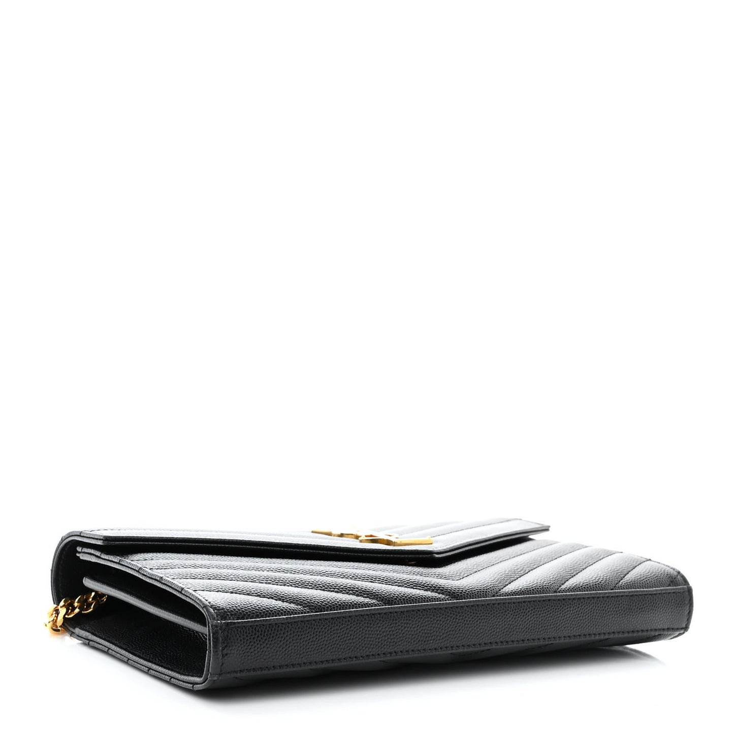Grain De Poudre Matelasse Chevron Monogram Chain Wallet Black