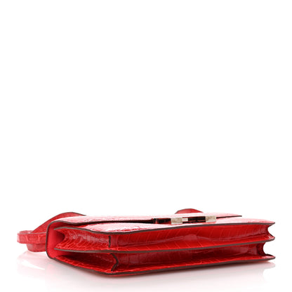 Hermes Shiny Niloticus Crocodile Constance Elan 25 Rouge Casaque 4 of 9