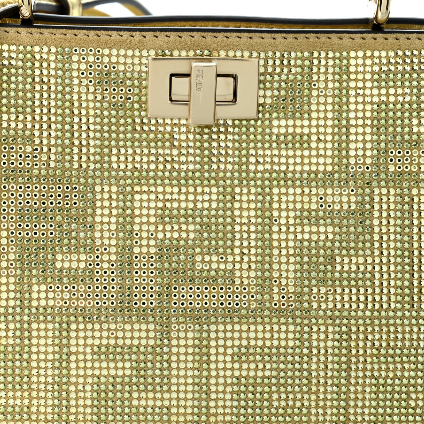 Iridescent Crystal Vitello Laminato Suede FF Petite Peekaboo I SEE U Satchel Platino
