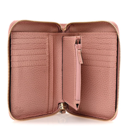 Gucci Monogram Dollar Calfskin Zip Around Compact Wallet Beige Ebony Soft Pink 5 of 8
