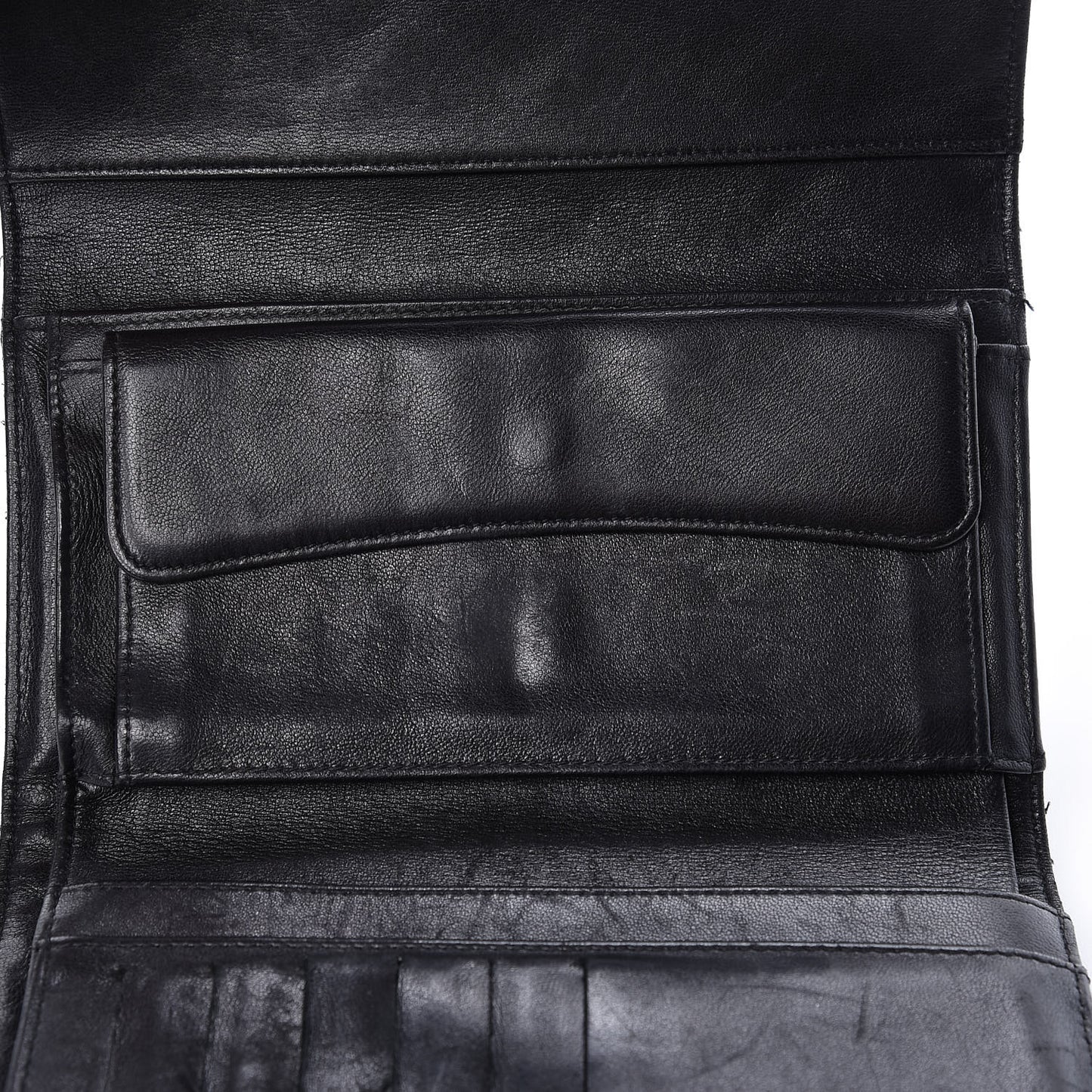 Lambskin Quilted Large Flap Wallet Black