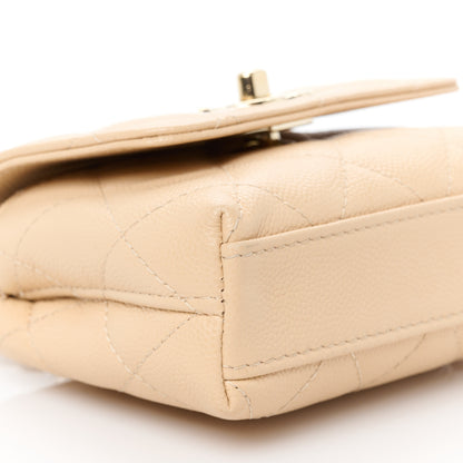 Chanel Caviar Quilted Nano Coco Handle Clutch With Chain Beige 10 of 11