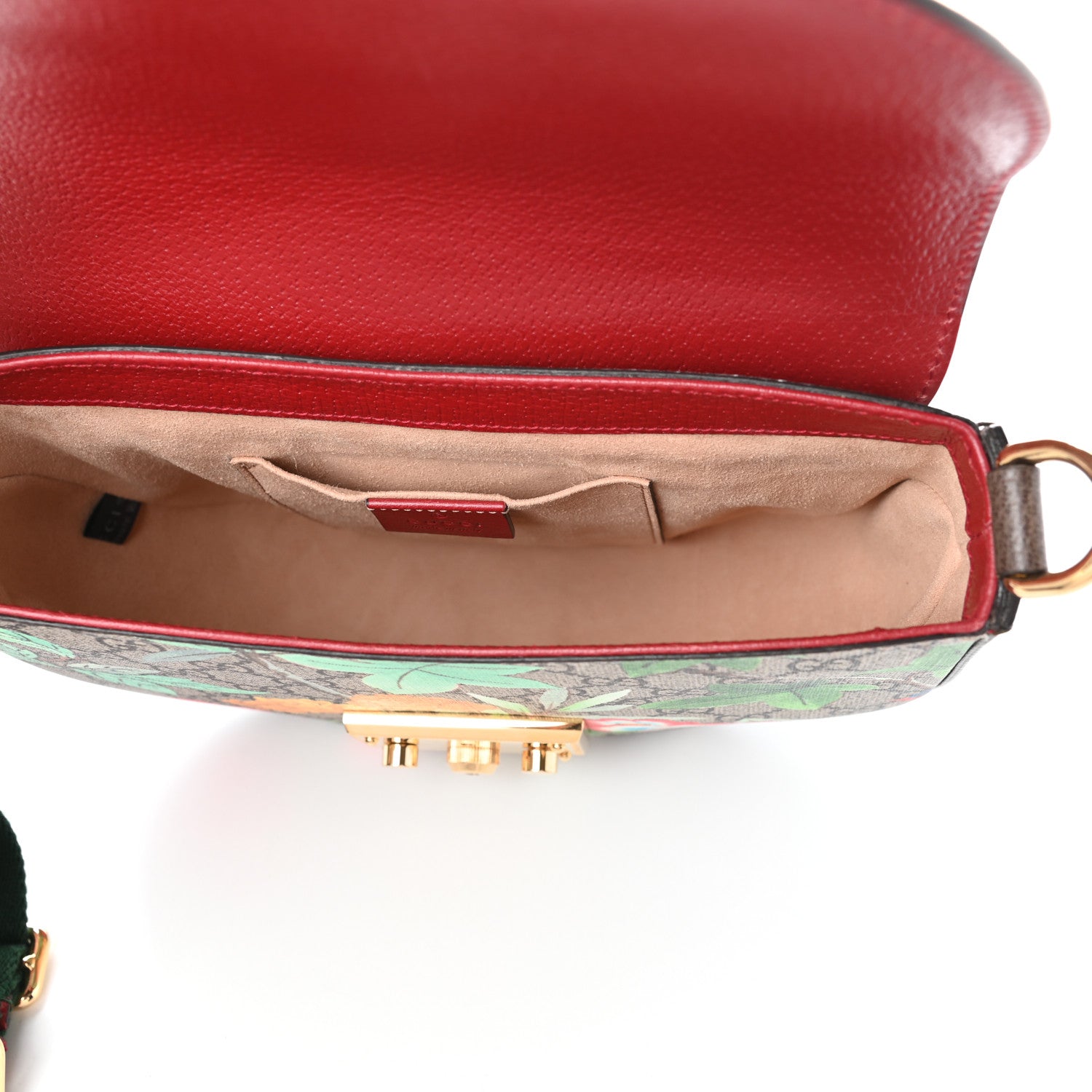 Gucci GG Supreme Monogram Tian Web Medium Padlock Messenger Shoulder Bag Beige Multicolor New Acero 5 of 8