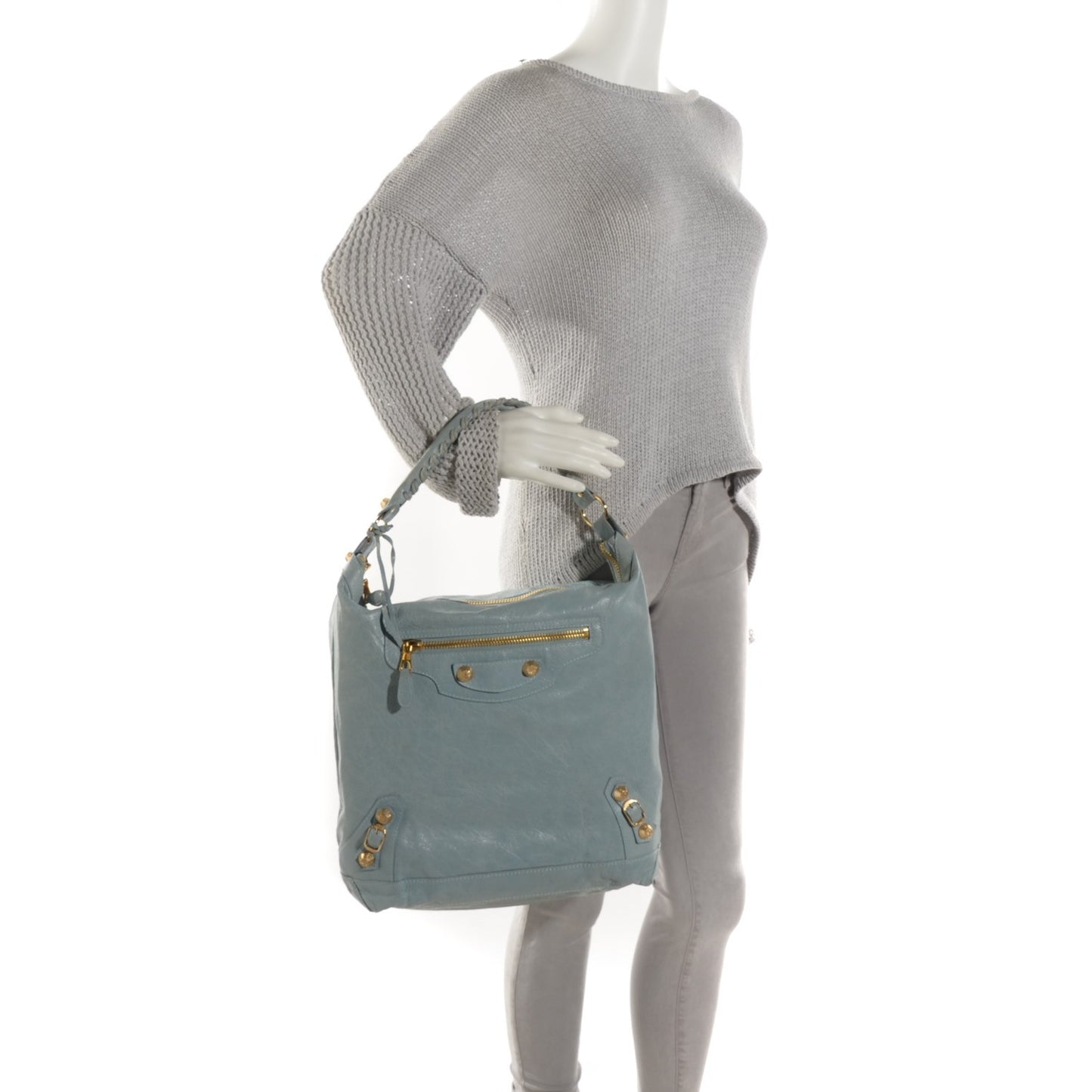 Agneau Giant 12 Gold Hardware Day Hobo Bleu Acier Ciel
