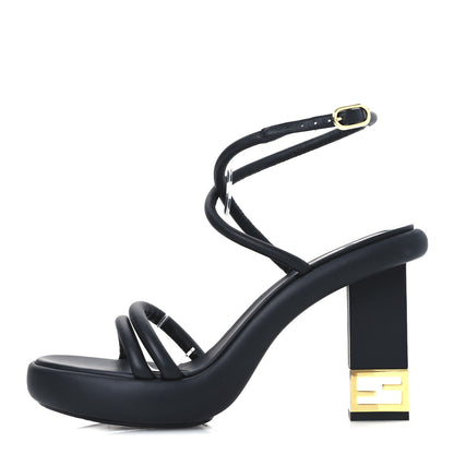 Fendi Nappa Baguette Ankle Strap 30/110mm Platform Sandals 38.5 Black 1 of 12