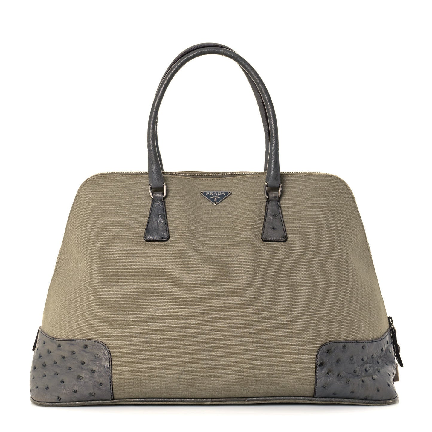 Canvas Ostrich Frame Bowler Green Mecurio