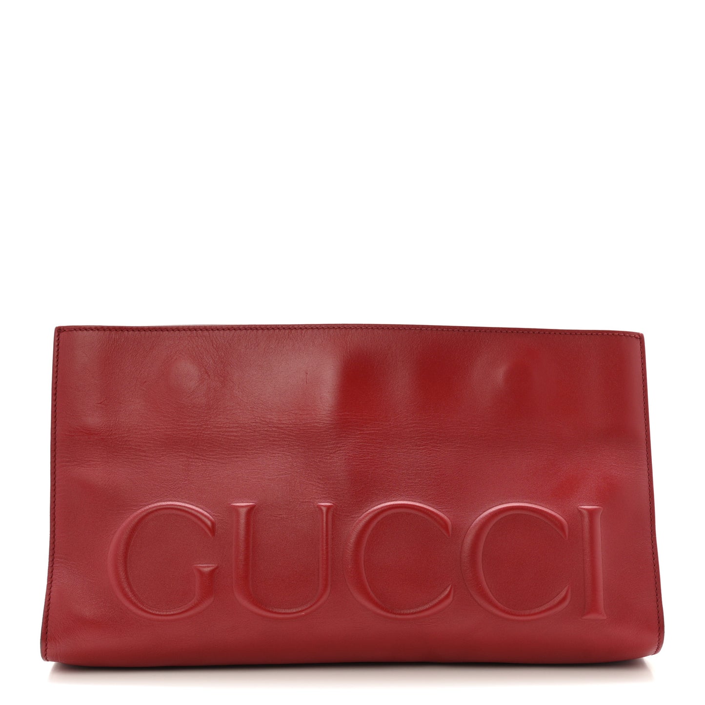 Calfskin Embossed XL Clutch Red