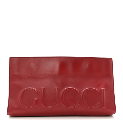 Gucci Calfskin Embossed XL Clutch Red 1 of 10