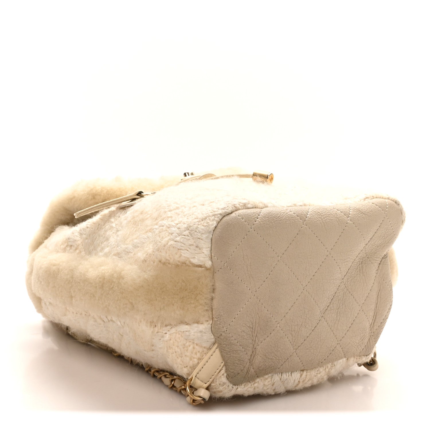 Chanel Tweed Shearling Quilted CC Backpack White 3 of 9