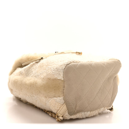 Chanel Tweed Shearling Quilted CC Backpack White 3 of 9