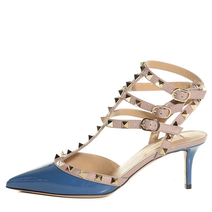 Valentino Garavani Patent Rockstud Ankle Strap 65mm Pumps 36 Indaco Poudre 1 of 7