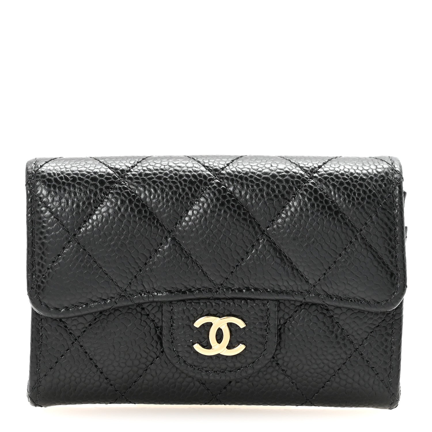 Chanel Caviar Quilted Flap Card Holder Wallet Black 1 of 9