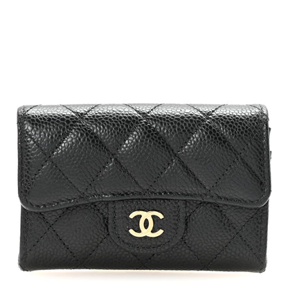 Chanel Caviar Quilted Flap Card Holder Wallet Black 1 of 9