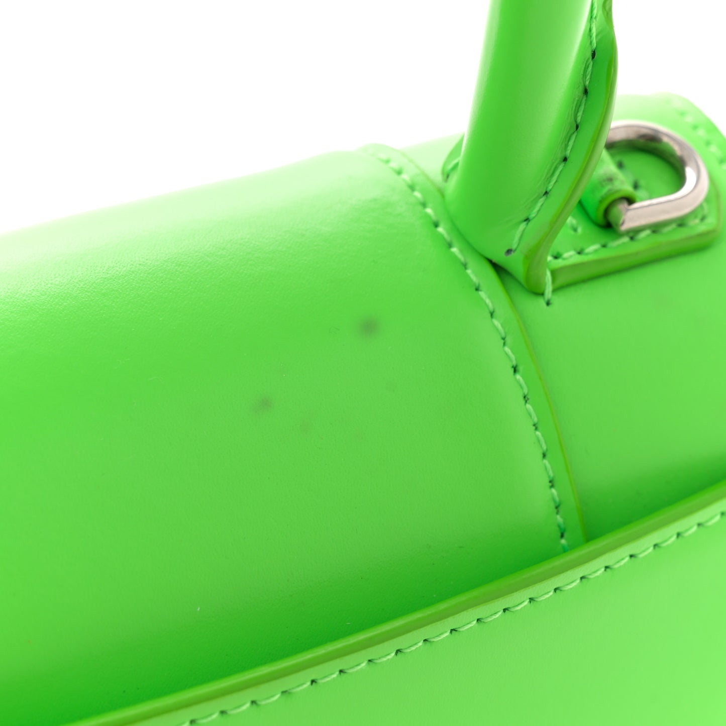 Shiny Box Calfskin Hourglass Top Handle Bag XS Acid Green