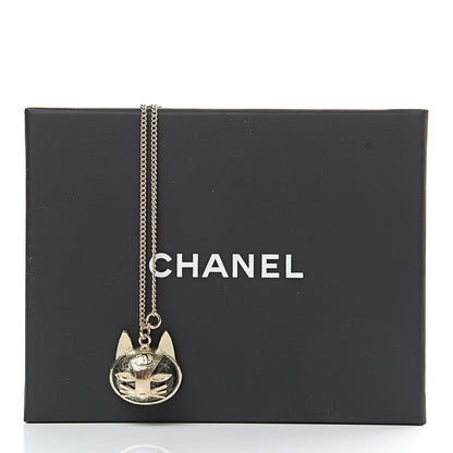 Chanel Cat Pendant Chain Necklace Gold Dark Grey 5 of 5
