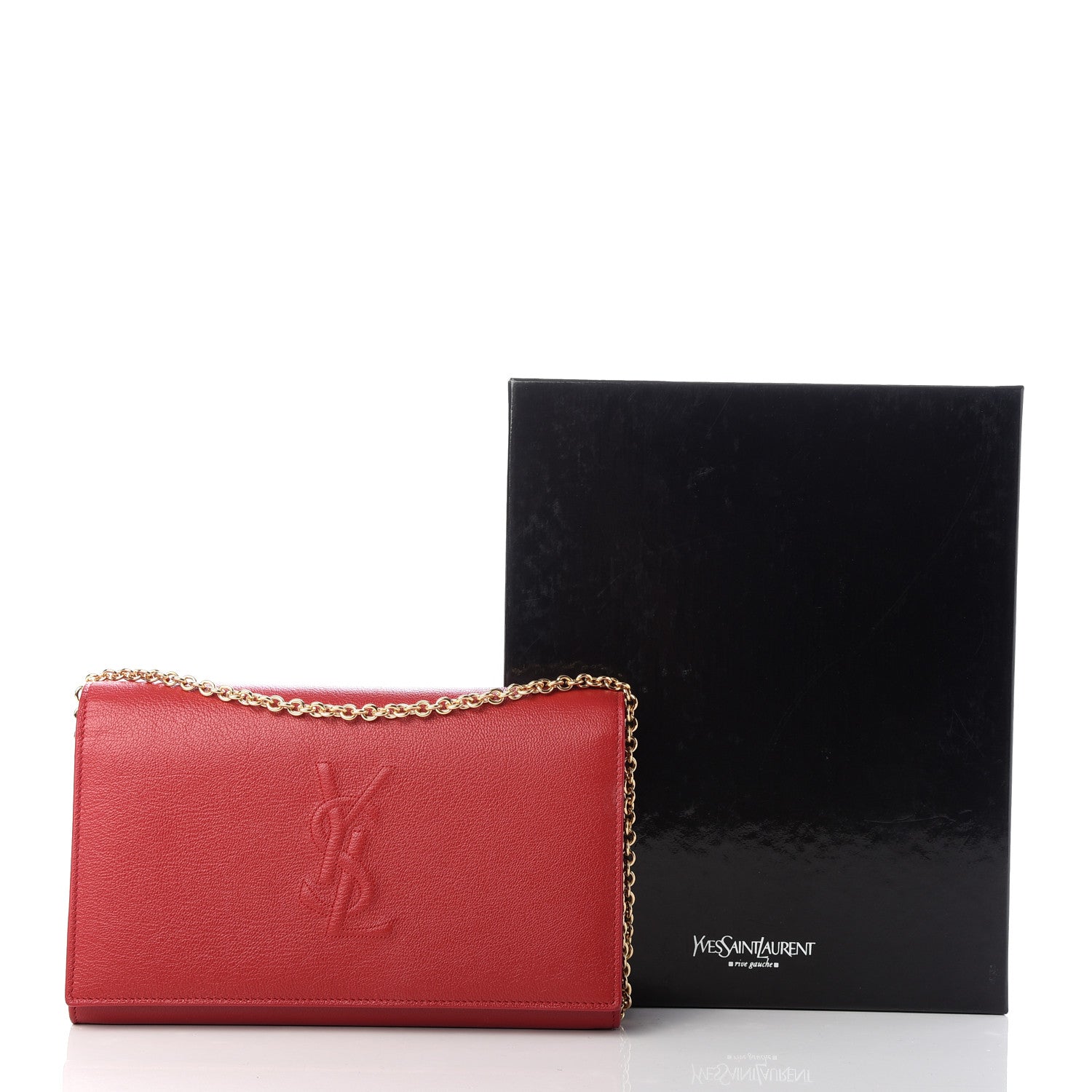 Saint Laurent Calfskin Belle de Jour Chain Clutch Rouge Orient 10 of 10