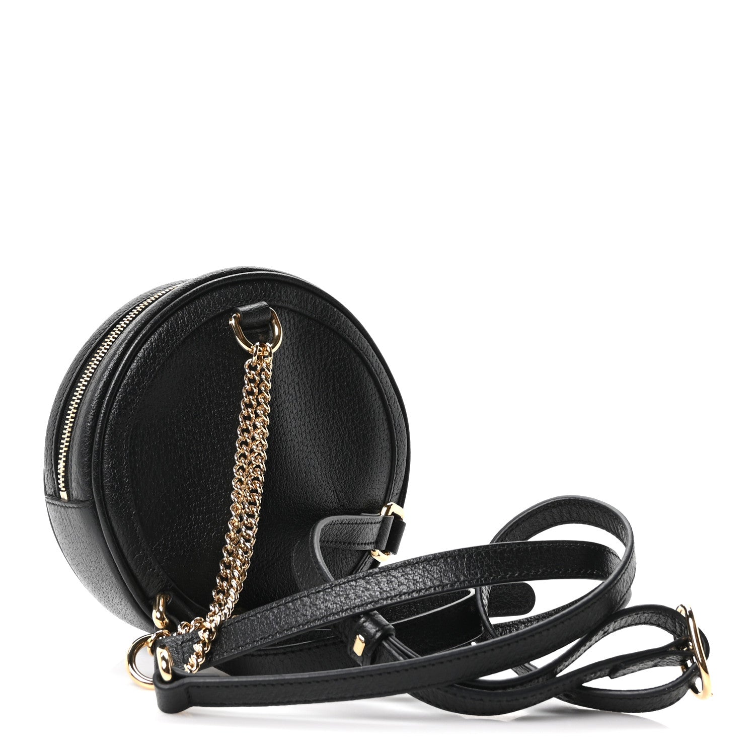 Gucci Grained Calfskin Web Mini Ophidia Round Backpack  Black 3 of 10