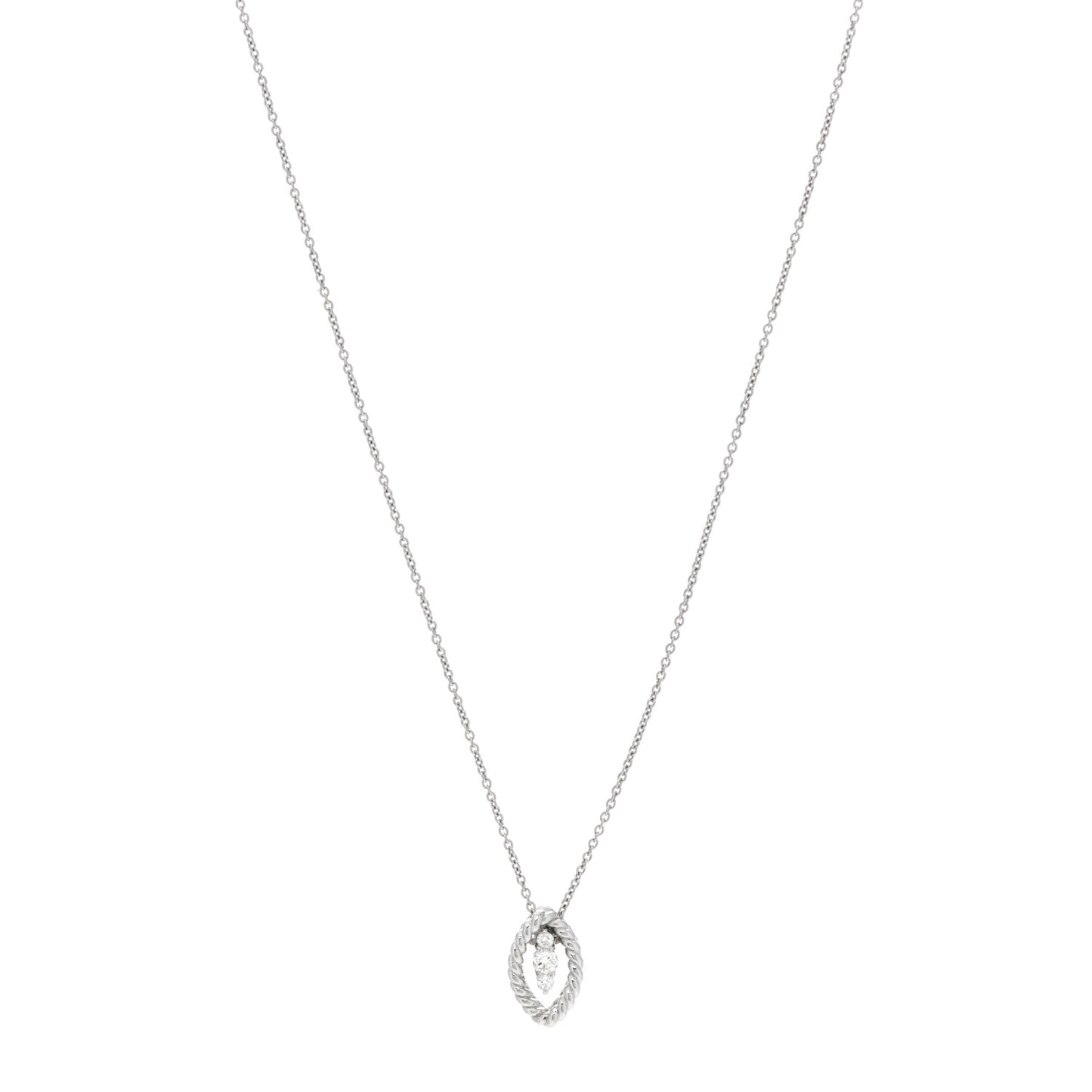 18K White Gold Diamond Barocco Pendant Necklace
