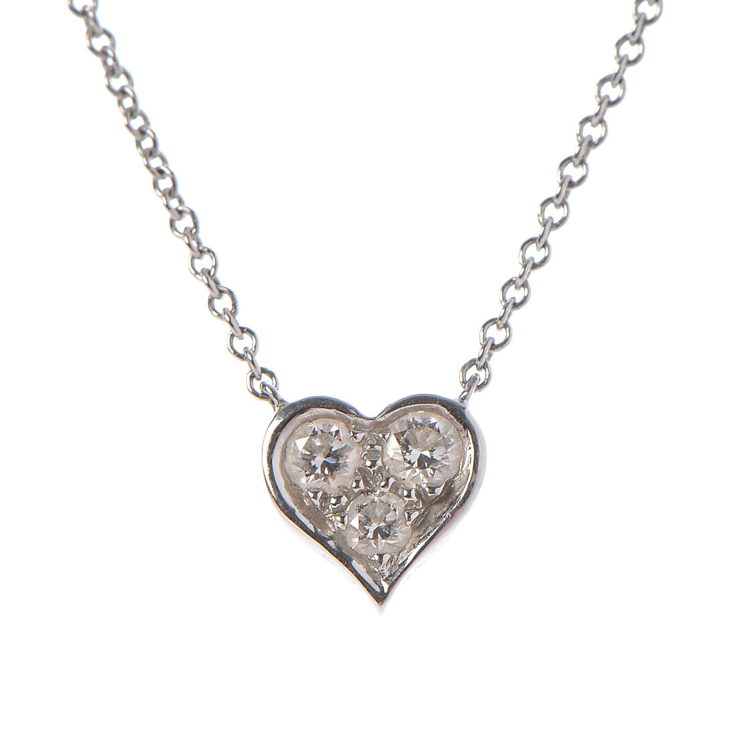 Tiffany Platinum Diamond Heart Pendant Necklace 4 of 8
