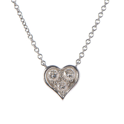 Tiffany Platinum Diamond Heart Pendant Necklace 4 of 8