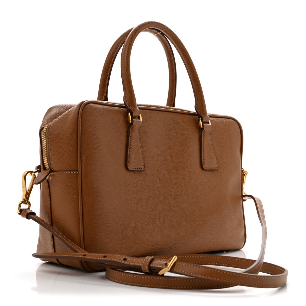 Prada Saffiano Lux Bauletto Caramel 3 of 12