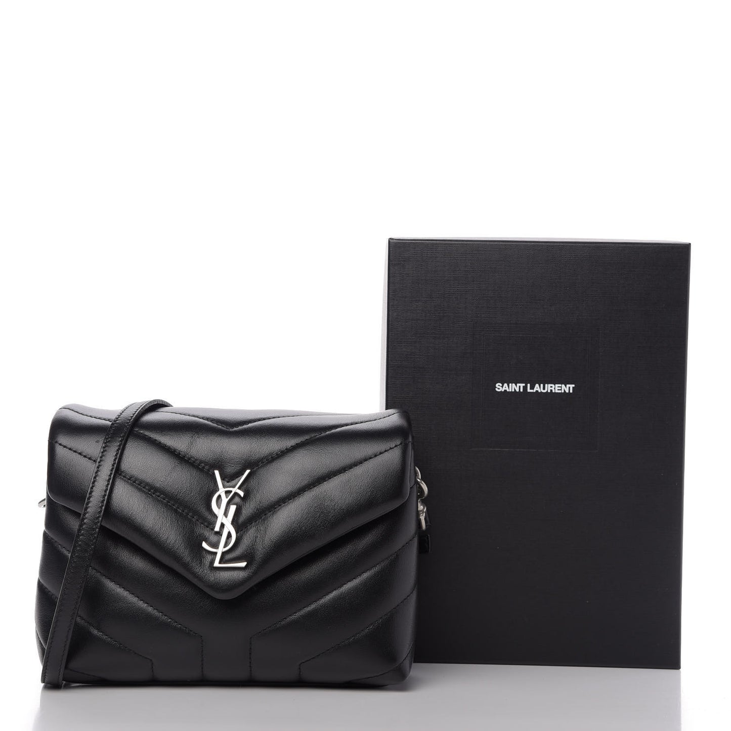 Calfskin Y Quilted Monogram Toy Loulou Crossbody Bag Black