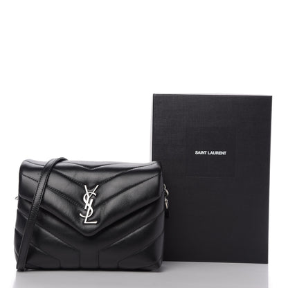Saint Laurent Calfskin Y Quilted Monogram Toy Loulou Crossbody Bag Black 10 of 11