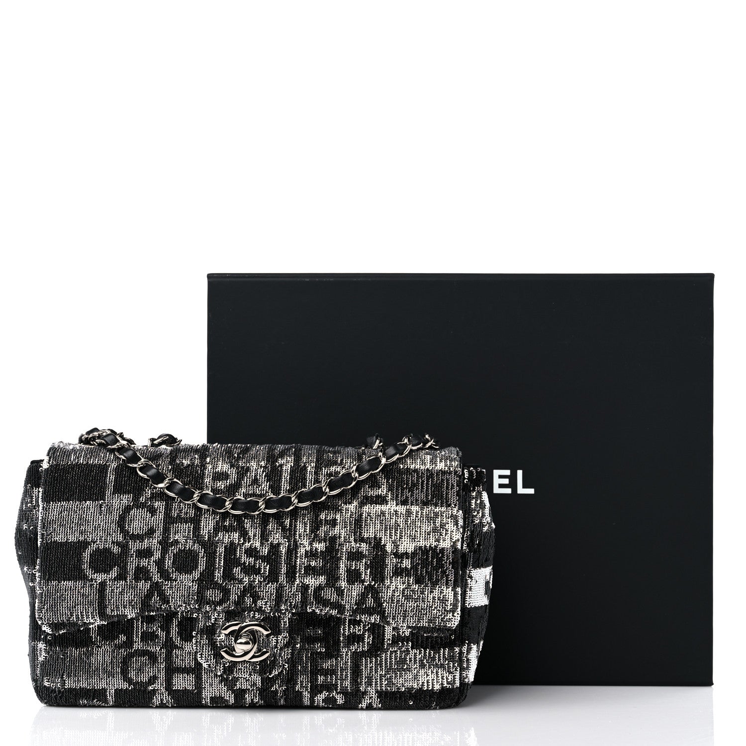 Chanel Sequin La Pausa Medium Single Flap Silver Black 10 of 10