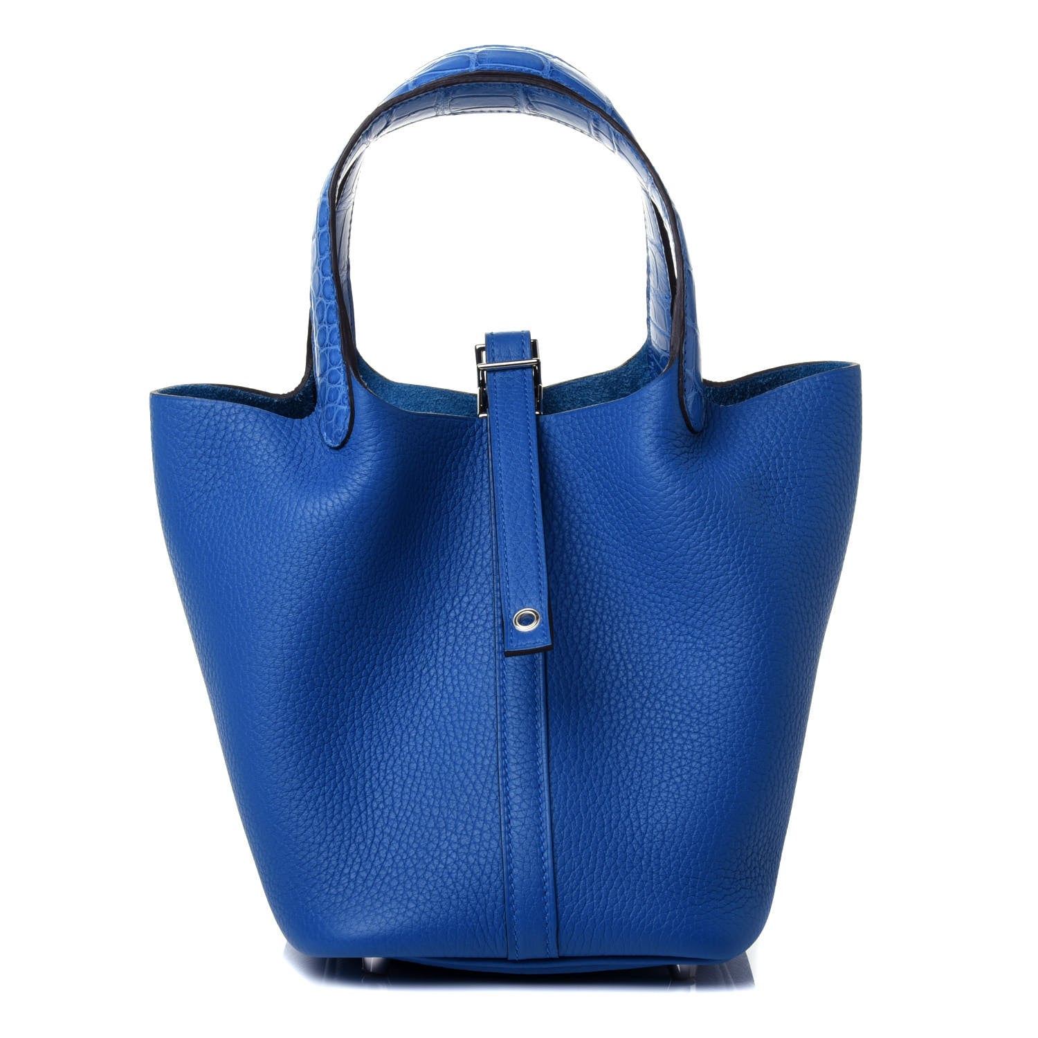 Hermes Taurillon Clemence Matte Alligator Picotin Lock Touch 18 PM Mykonos Bleu Zellige 1 of 4