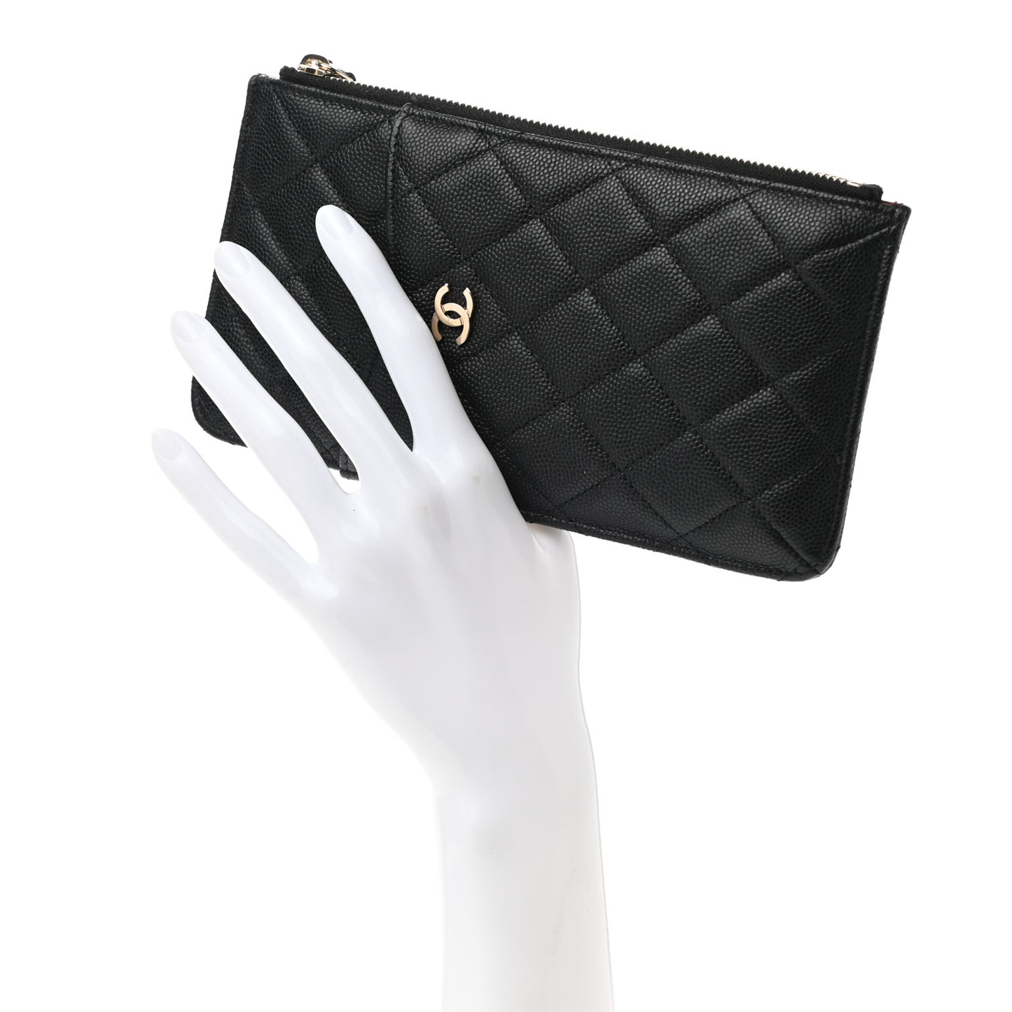 Caviar Quilted Classic Flat Wallet Pouch Black