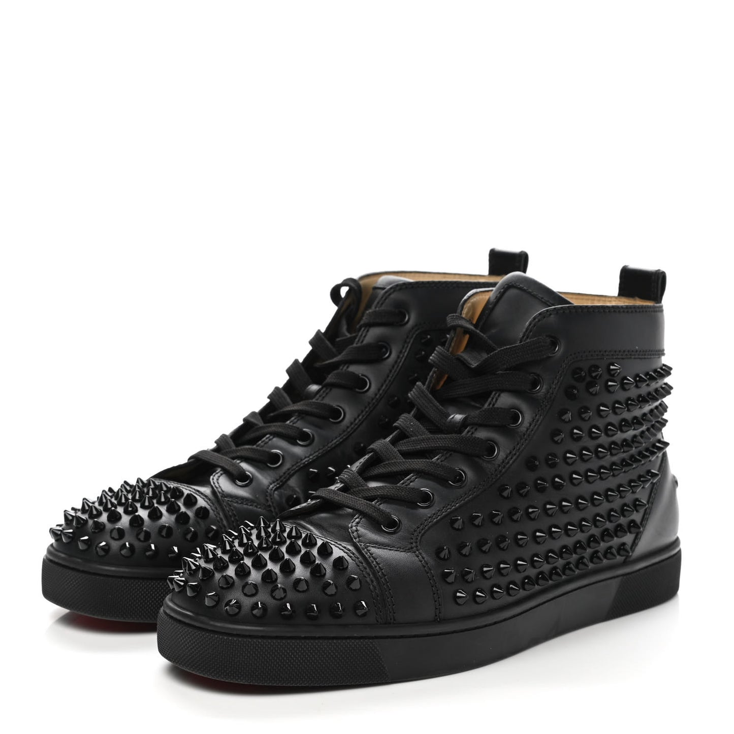 Calfskin Mens Louis Spikes Flat Sneakers 41.5 Black