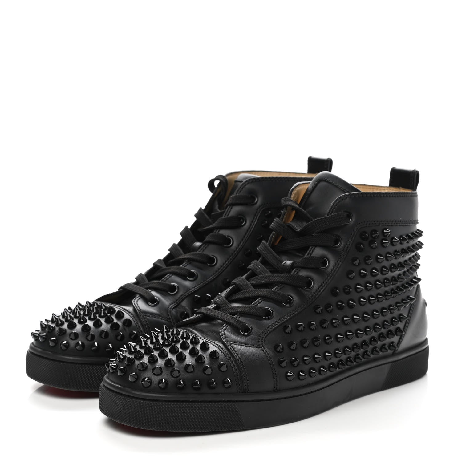 Christian Louboutin Calfskin Mens Louis Spikes Flat Sneakers 41.5 Black 3 of 8