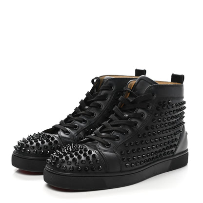 Christian Louboutin Calfskin Mens Louis Spikes Flat Sneakers 41.5 Black 3 of 8