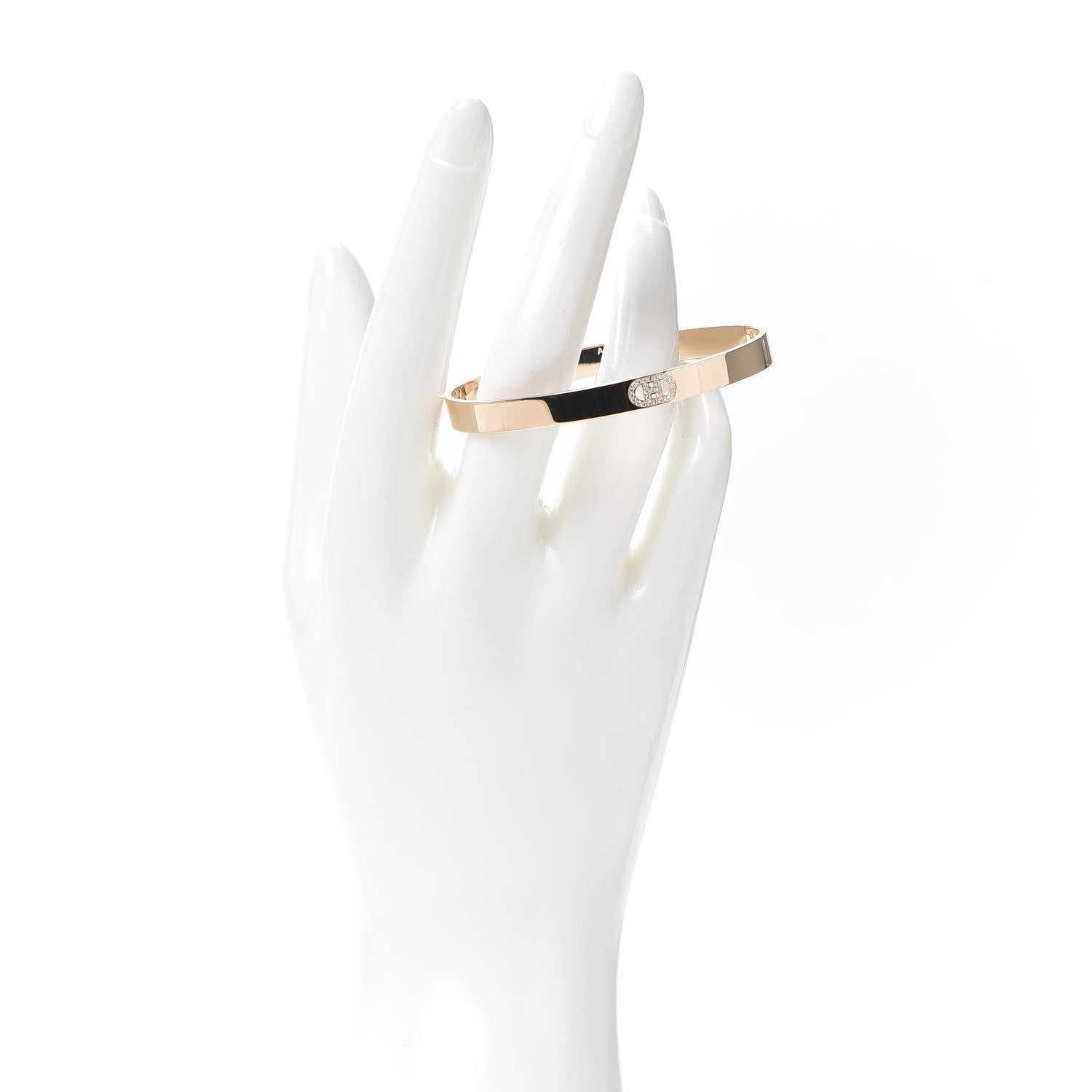 Hermes 18K Rose Gold Diamond PM H D'Ancre Bracelet SH 2 of 6