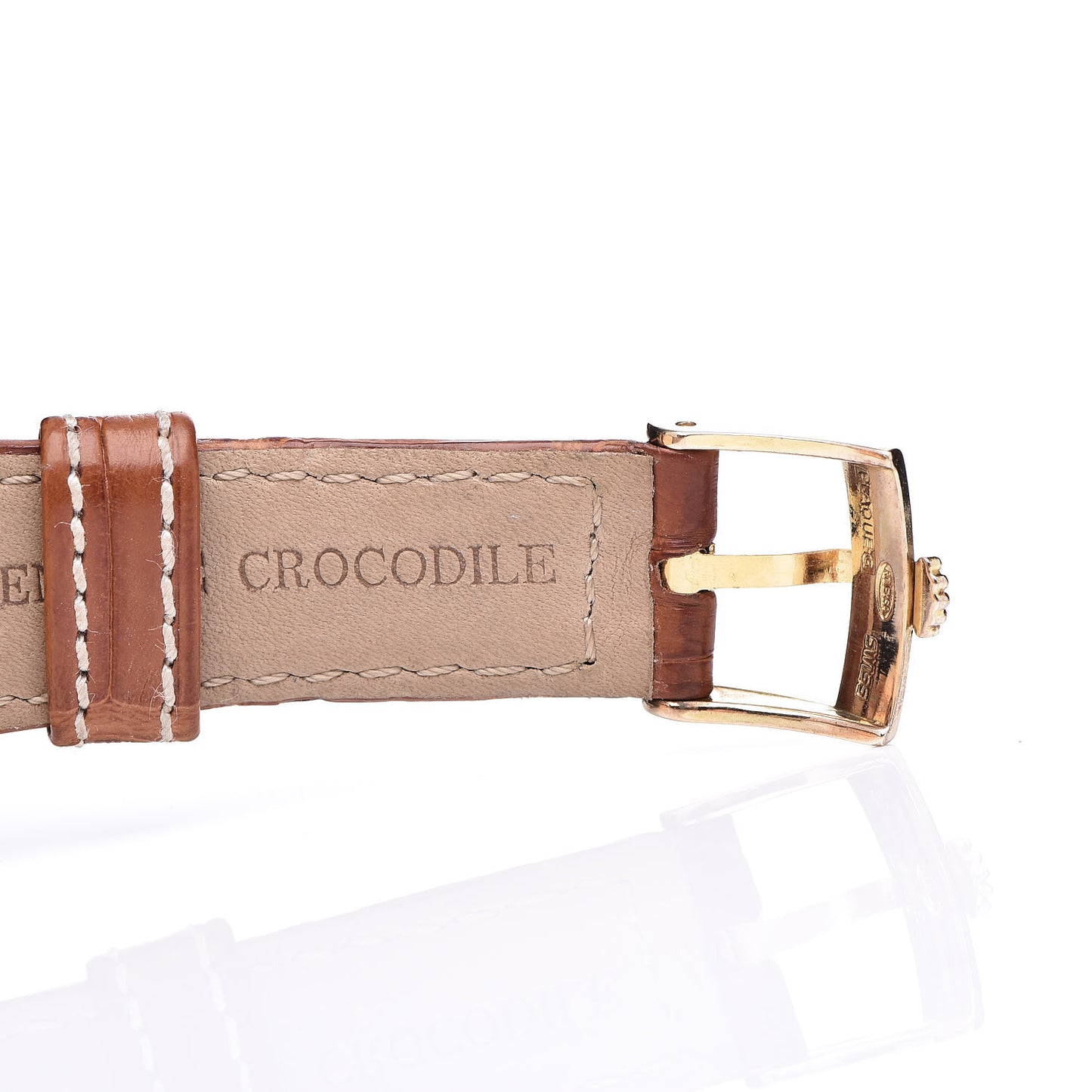 18K Yellow Gold Alligator 32mm Cellini Watch White 4112