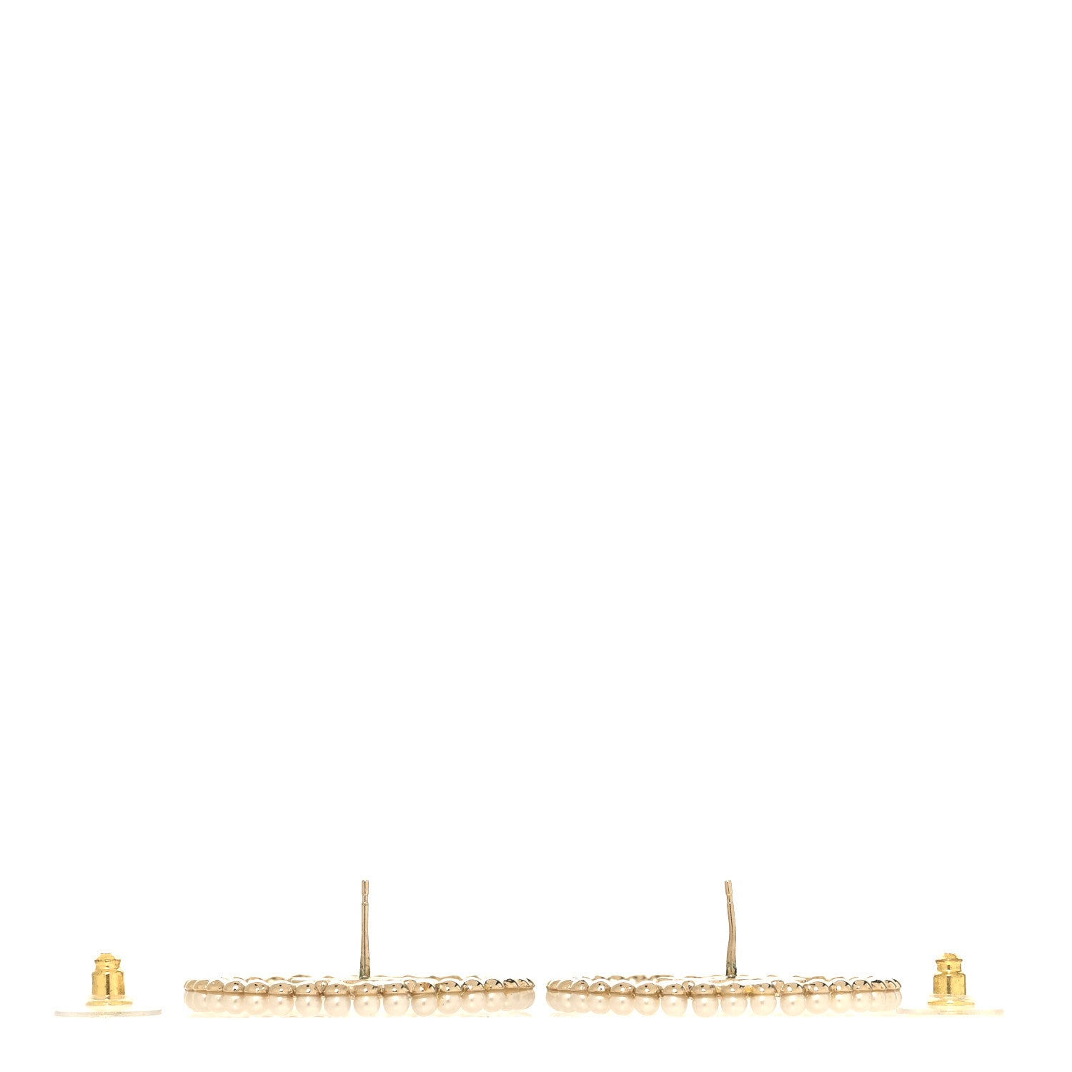 Chanel Crystal Pearl CC Door Knocker Hoop Earrings Gold Pearly White 3 of 4