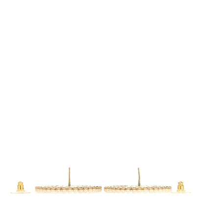Chanel Crystal Pearl CC Door Knocker Hoop Earrings Gold Pearly White 3 of 4