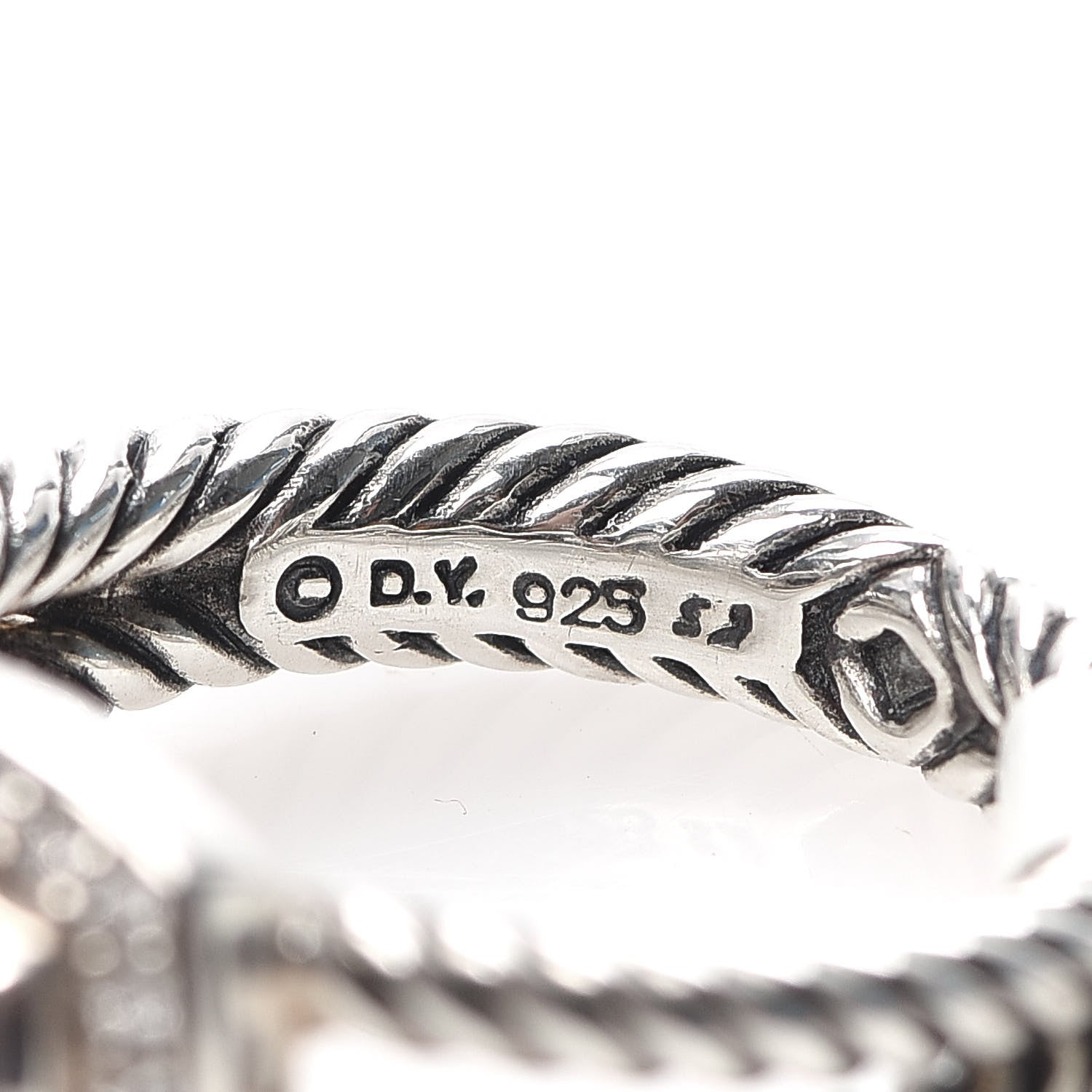 David Yurman Sterling Silver Diamond Black Orchid 7mm Petite Albion Ring 54 7 5 of 5