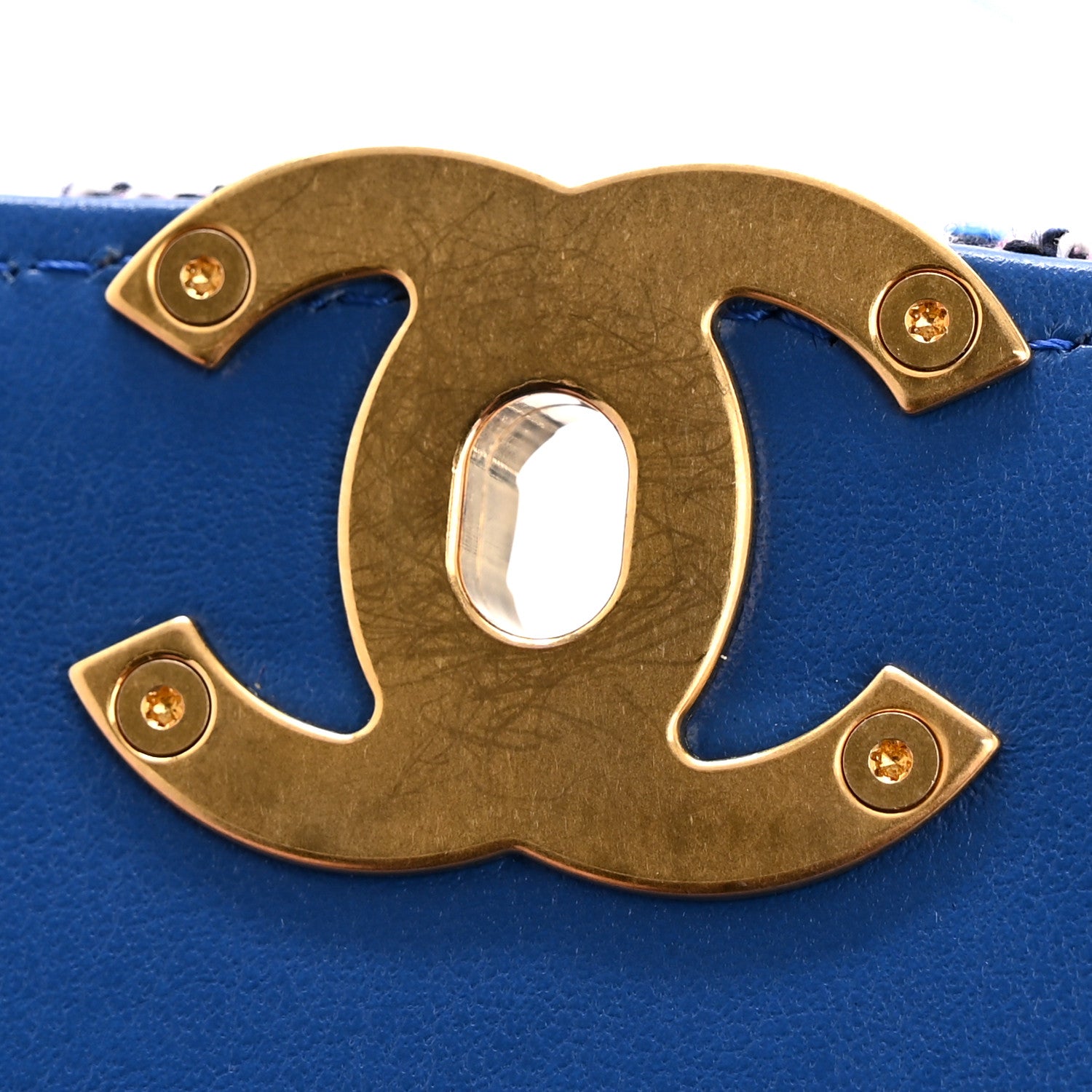Chanel Tweed Quilted Chanel 19 Wallet On Chain WOC Blue Pink 13 of 14